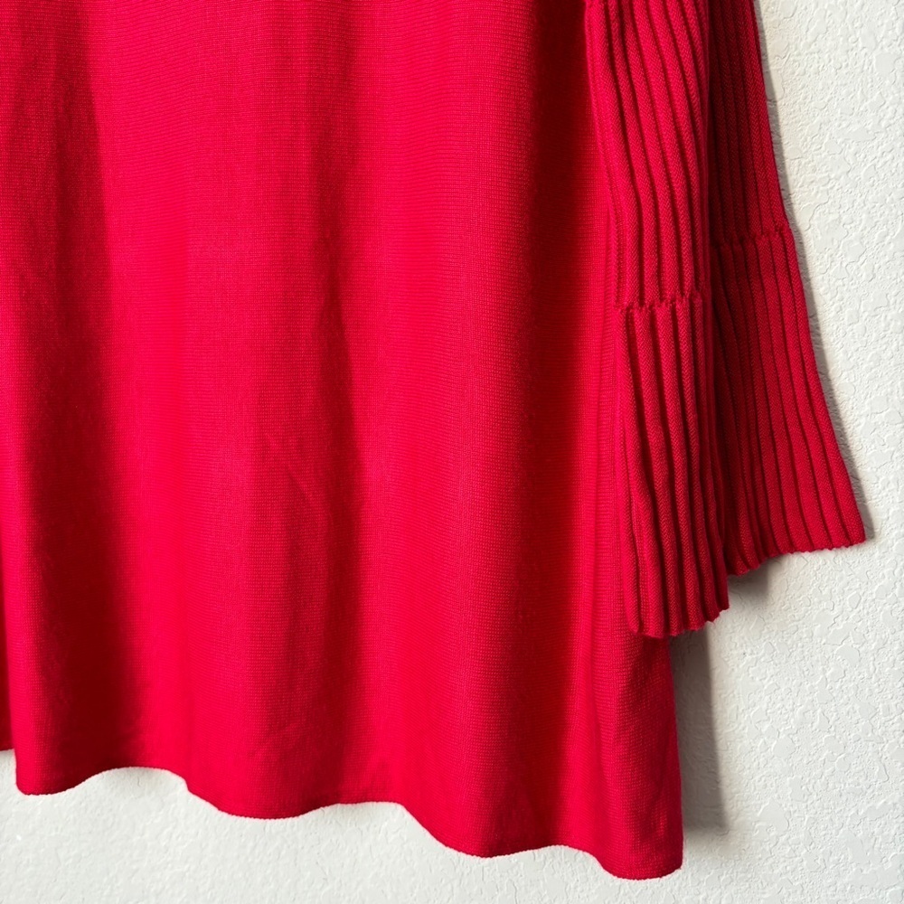 Lane Bryant Ribbed Bell Sleeve Knit Red Sweater Holidays Christmas Festive - Picture 5 of 8